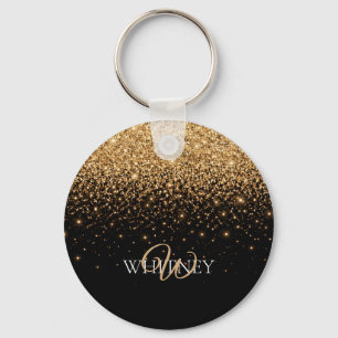 Gouden glitter glans elegante luxe textuur sleutelhanger