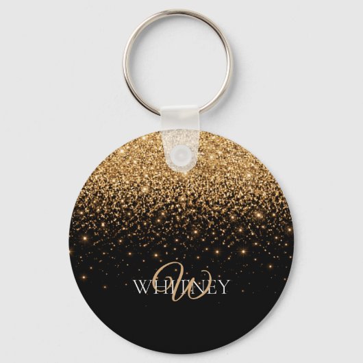 Gouden glitter glans elegante luxe textuur sleutelhanger (Voorkant)
