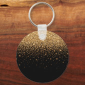 Gouden glitter glans elegante luxe textuur sleutelhanger (Achterkant)