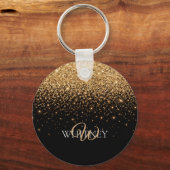 Gouden glitter glans elegante luxe textuur sleutelhanger (Voorkant)