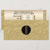 Gouden Glitter Glans Glam Monogram Cadeaubon (Voorkant / Achterkant)