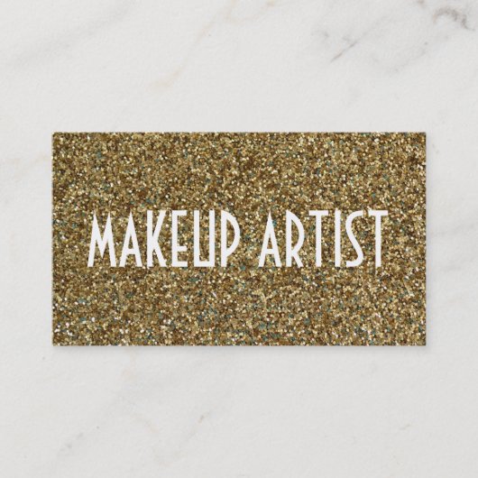 Gouden Glitter Glans Make-up Artiest Visitekaartje (Voorkant)