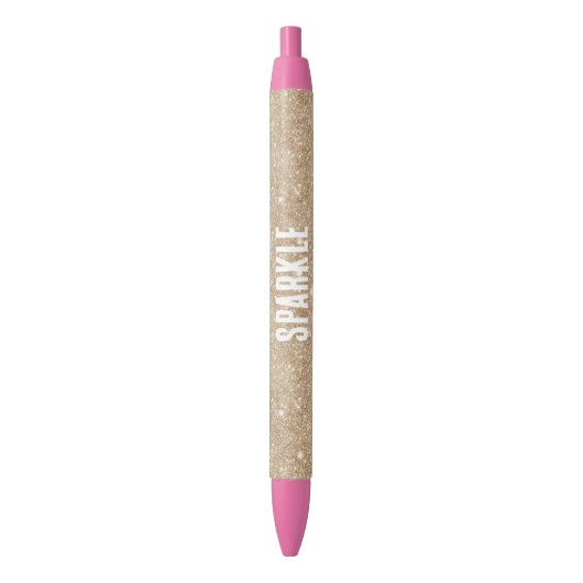 Gouden Glitter Glans Zwarte Inkt Pen (Voorkant Verticaal)