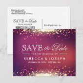 Gouden Glitter Glanzende Sparkle Lights Save the D Aankondigingskaart (Voorkant / Achterkant)