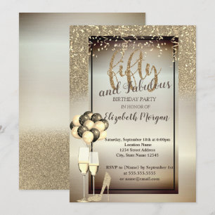 Gouden Glitter Glas,Ballonnen 50ste Verjaardagsfee Kaart