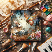 Gouden Glitter Glas in lood Bunny Vlinder Pasen Feestdagenkaart