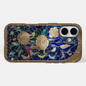 Gouden Glitter Glas in lood iPhone 16 Hoesje (Achterkant (horizontaal))