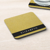 Gouden Glitter, Glitter Achtergrond, Jouw naam Bier Onderzetter (Linkerzijde)
