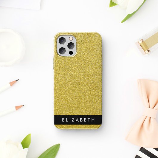 Gouden Glitter, Glitter Achtergrond, Jouw naam Case-Mate iPhone Case