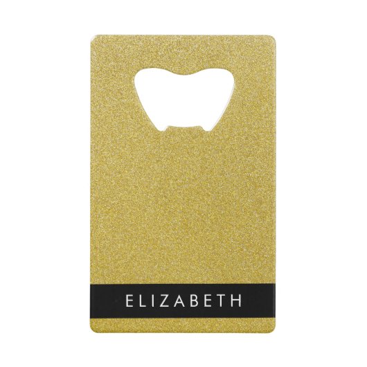 Gouden Glitter, Glitter Achtergrond, Jouw naam Creditkaart Flessenopener (Voorkant)