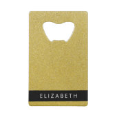 Gouden Glitter, Glitter Achtergrond, Jouw naam Creditkaart Flessenopener (Achterkant)