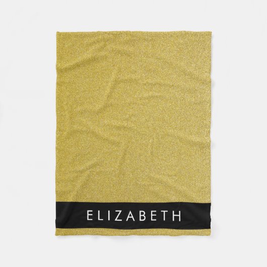 Gouden Glitter, Glitter Achtergrond, Jouw naam Fleece Deken (Voorkant)