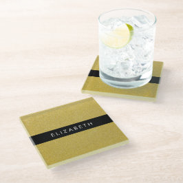 Gouden Glitter, Glitter Achtergrond, Jouw naam Glazen Onderzetter
