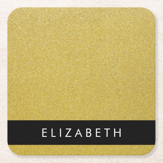 Gouden Glitter, Glitter Achtergrond, Jouw naam Kartonnen Onderzetters (Voorkant)