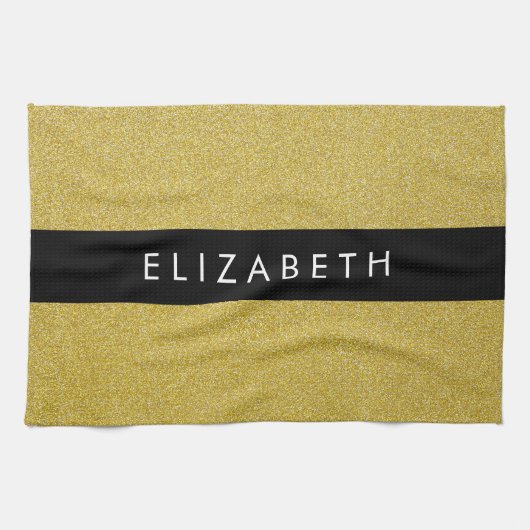 Gouden Glitter, Glitter Achtergrond, Jouw naam Theedoek (Horizontaal)
