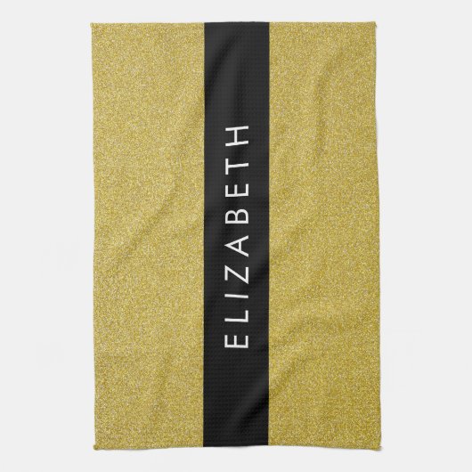 Gouden Glitter, Glitter Achtergrond, Jouw naam Theedoek (Verticaal)