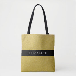 Gouden Glitter, Glitter Achtergrond, Jouw naam Tote Bag