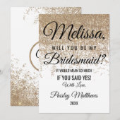 Gouden Glitter Glitters Witte Bruidsmeisje Kaart (Voorkant / Achterkant)