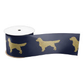 Gouden Glitter Golden Retriever marineblauw Satijnen Lint (Spoel)