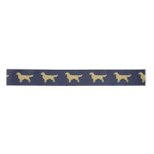 Gouden Glitter Golden Retriever marineblauw Satijnen Lint (Voorkant)