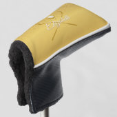 Gouden Glitter Golf Ball Klassieke Script Naam Golfheadcover (3/4 voorkant)