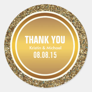 Gouden Glitter & Goud Dank u Label Ronde Stickers