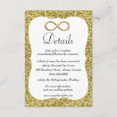 Gouden Glitter Goud Infinity Bruiloft Details Informatiekaartje (Voorkant)