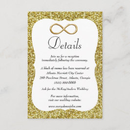 Gouden Glitter Goud Infinity Bruiloft Details Informatiekaartje