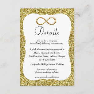Gouden Glitter Goud Infinity Bruiloft Details Informatiekaartje