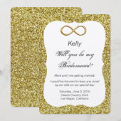 Gouden Glitter Goud Oneindig Bruidsmeisje Kaart (Voorkant / Achterkant)