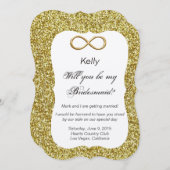 Gouden Glitter Goud Oneindig Bruidsmeisje Kaart (Voorkant / Achterkant)