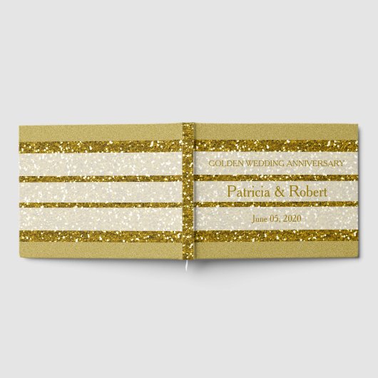 Gouden Glitter Gouden Bruiloft Jubileum Gastenboek (Volledig)