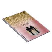 Gouden Glitter Gouden Cadeau Zwarte Strik Notitieboek (Rechterzijde)