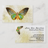 ** Gouden Glitter Gouden Gegulde Witte Vlinder Visitekaartje (Voorkant / Achterkant)