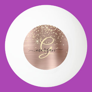 Gouden Glitter, Gouden Monogram, Zwart Script Naam Pingpongbal
