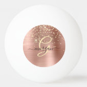 Gouden Glitter, Gouden Monogram, Zwart Script Naam Pingpongbal (Voorkant)