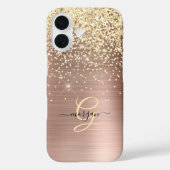 Gouden glitter, gouden monogram, zwarte naam in sc Case-Mate iPhone case (Achterkant)
