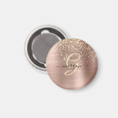 Gouden glitter, gouden monogram, zwarte naam in sc magneet (Voorkant / Achterkant)