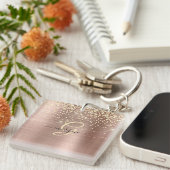 Gouden glitter, gouden monogram, zwarte naam in sc sleutelhanger (Voorkant Rechts)