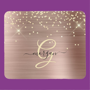 Gouden Glitter, Gouden Monogram, Zwarte Script Naa Muismat