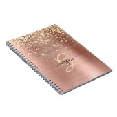 Gouden Glitter, Gouden Monogram, Zwarte Script Naa Notitieboek (Rechterzijde)