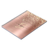 Gouden Glitter, Gouden Monogram, Zwarte Script Naa Notitieboek (Linkerzijde)