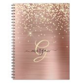 Gouden Glitter, Gouden Monogram, Zwarte Script Naa Notitieboek (Voorkant)