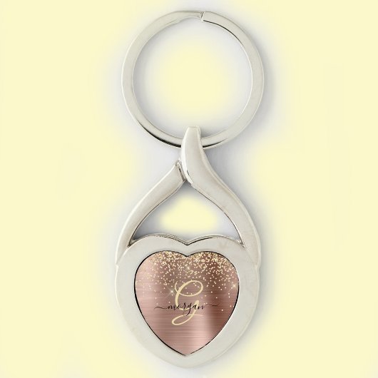 Gouden Glitter, Gouden Monogram, Zwarte Script Naa Sleutelhanger