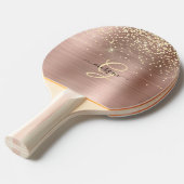 Gouden Glitter, Gouden Monogram, Zwarte Script Naa Tafeltennisbatje (Voorkant Gekanteld)