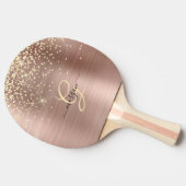 Gouden Glitter, Gouden Monogram, Zwarte Script Naa Tafeltennisbatje (Zijkant)