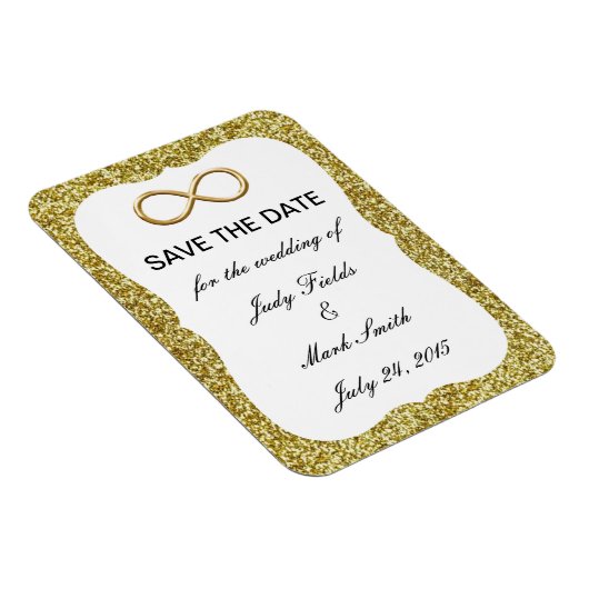Gouden Glitter Gouden Oneindigheid Save The Date M Magneet (Rechterzijde)