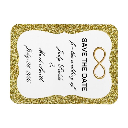 Gouden Glitter Gouden Oneindigheid Save The Date M Magneet (Horizontaal)