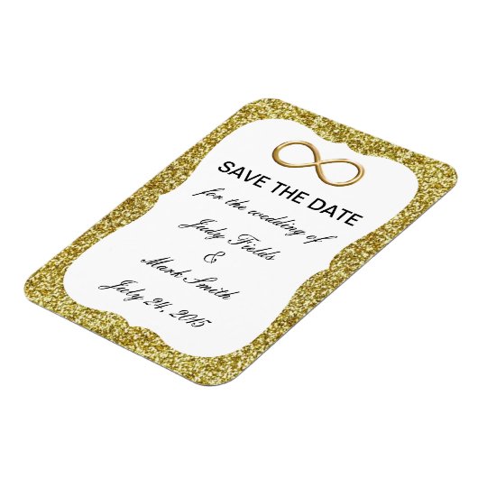 Gouden Glitter Gouden Oneindigheid Save The Date M Magneet (Linkerzijde)