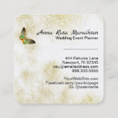 *~* Gouden Glitter Gouden vergulde Vlinder Wit Vierkante Visitekaartje (Achterkant)